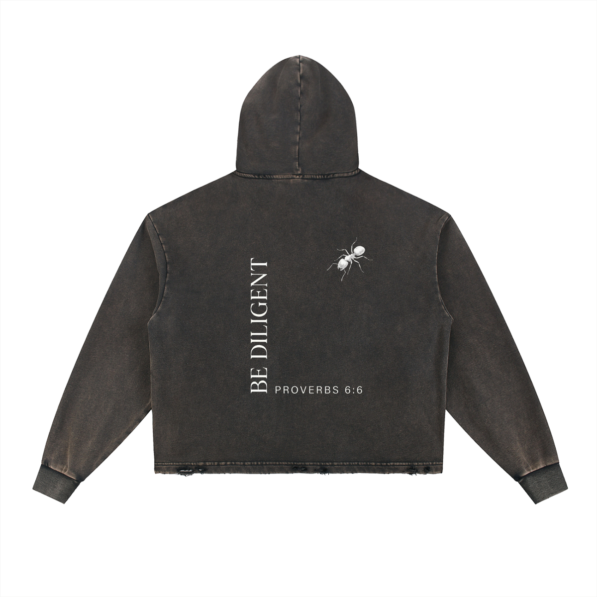 Vintage Washed Frayed-Hem Hoodie